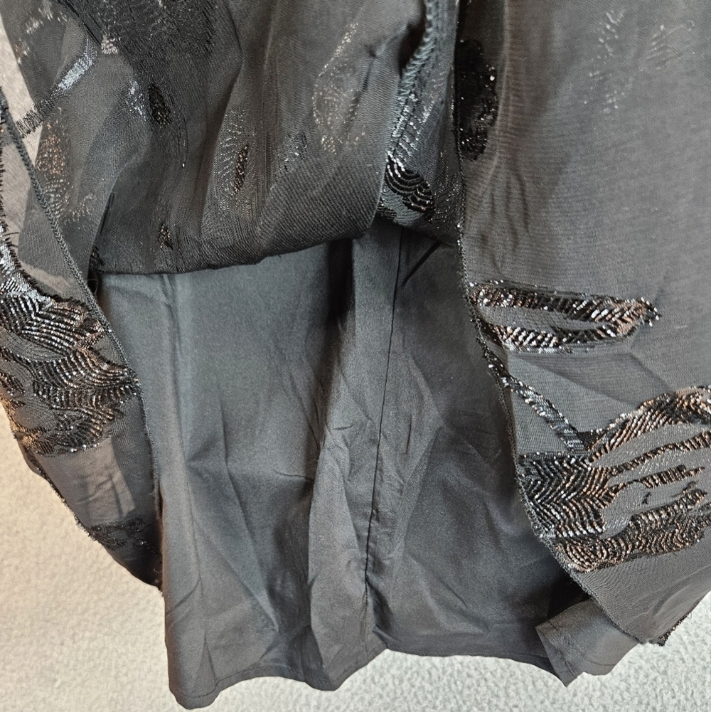 Blu Pepper Womens Black With Shimmer Roses Chiffon Mini Dress Sz M Cocktail* - Picture 11 of 15